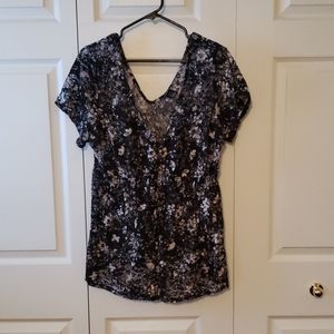 Torrid size 2 black and white see thru lace top